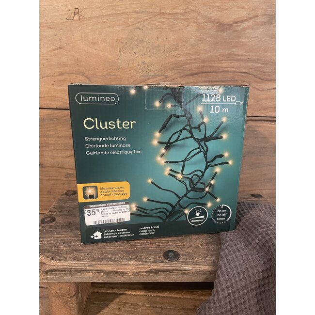 Led clusterverlichting buiten - 10 meter - 1120 lamps - zwart - klassiek warm