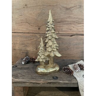 Countryfield Set kerstbomen - goud - polystone - 9 x 6 x 22 cm