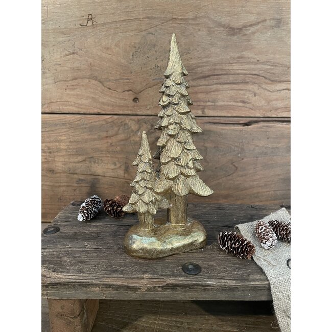 Countryfield Set kerstbomen - goud - polystone - 9 x 6 x 22 cm