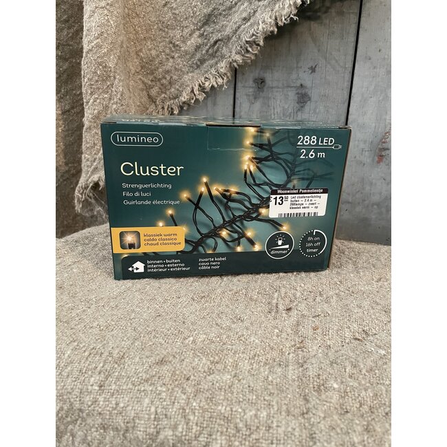 # Led clusterverlichting buiten - 2.4 m - 288lamps - zwart - klassiek warm - op stekker