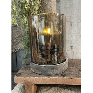 # Houten onderzetter - donker - 17x17x3.5cm - tbv voor glas 15cm doorsnee (excl glas)