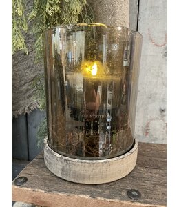 ## Houten onderzetter - licht - 17x17x3.5cm - tbv voor glas 15cm doorsnee (excl glas)