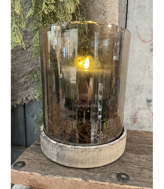 ### Houten onderzetter - licht - 17x17x3.5cm - tbv voor glas 15cm doorsnee (excl glas)