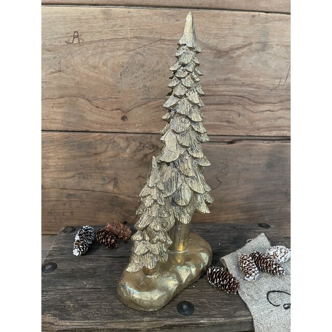 Countryfield Set kerstbomen - goud - polystone - 14 x 8 x 30 cm