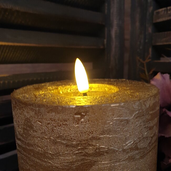 Countryfield # Stompkaars rustiek Ø10CM LED ro Lyon M goud-L10B10H15CM