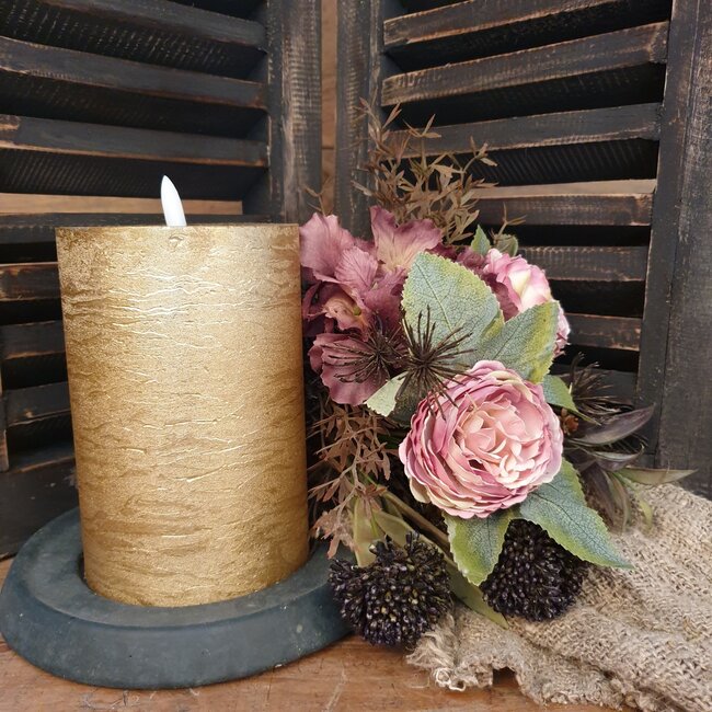 Countryfield # Stompkaars rustiek Ø10CM LED ro Lyon M goud-L10B10H15CM