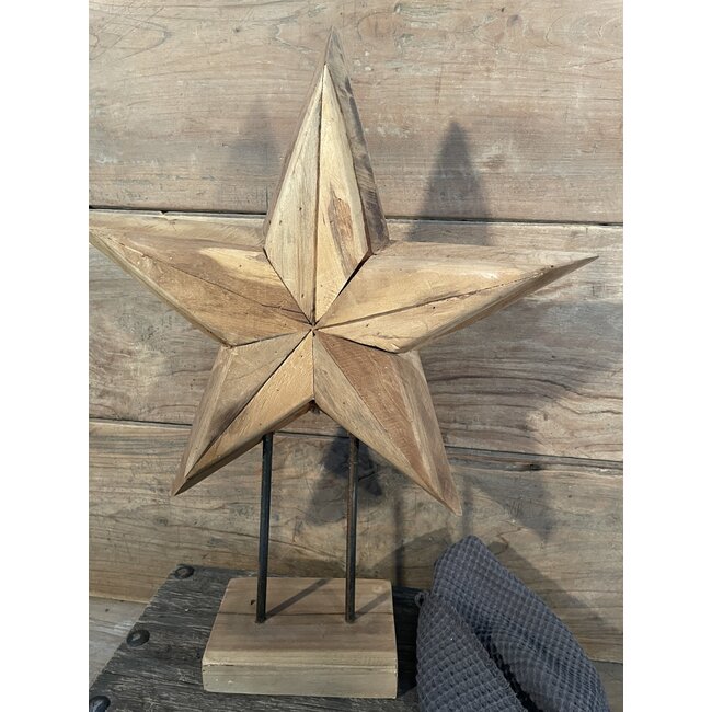 Houten ster op standaard M - 40x10x50cm