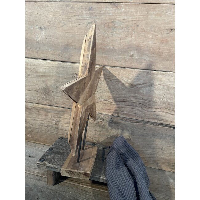 Houten ster op standaard M - 40x10x50cm