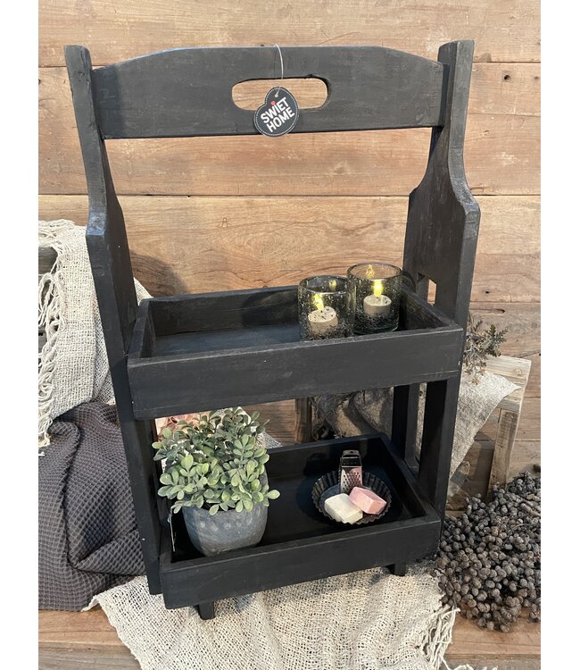 Zwarte houten etagere - 40x20x66cm