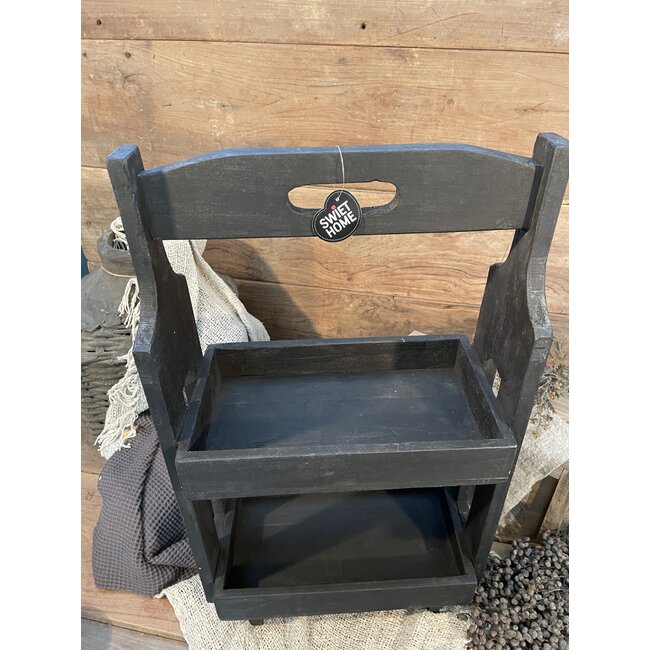Zwarte houten etagere - 40x20x66cm