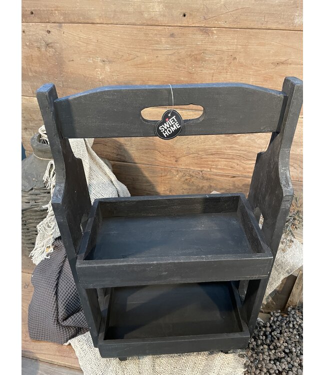 Zwarte houten etagere - 40x20x66cm