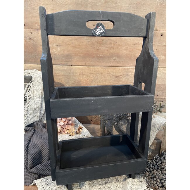 Zwarte houten etagere - 40x20x66cm