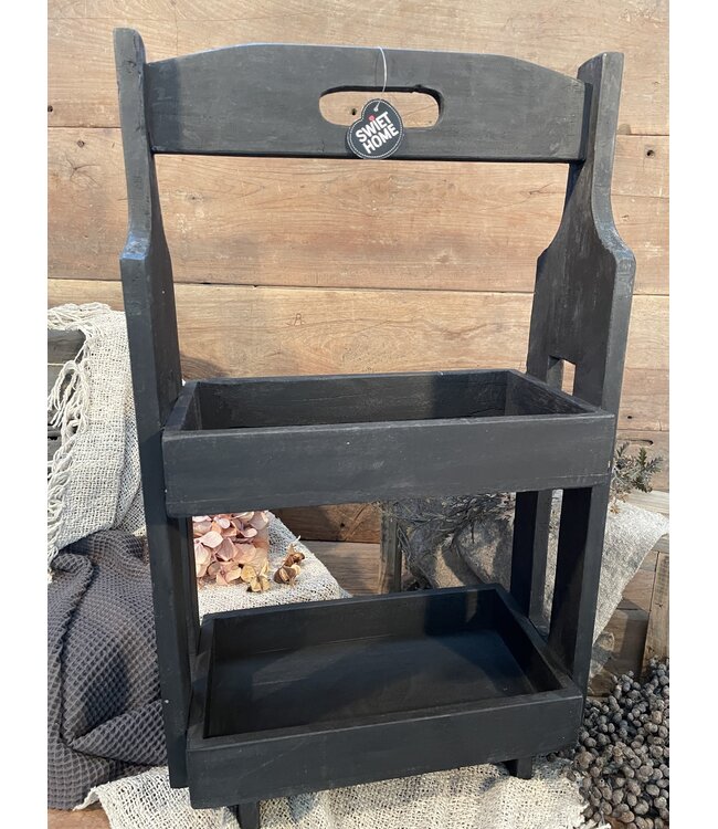 Zwarte houten etagere - 40x20x66cm