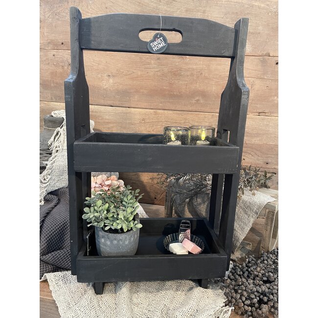 Zwarte houten etagere - 40x20x66cm