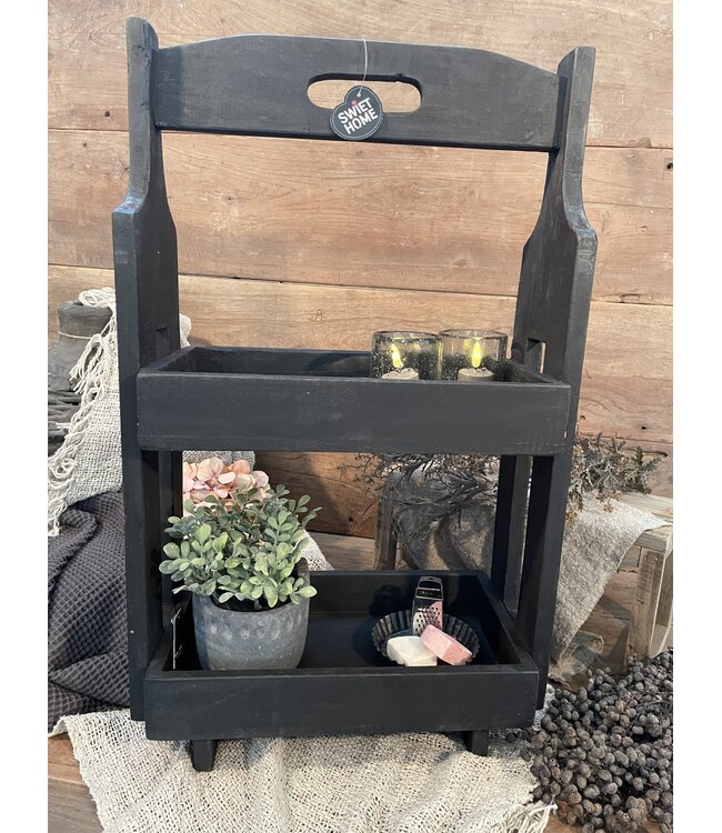 Zwarte houten etagere - 40x20x66cm