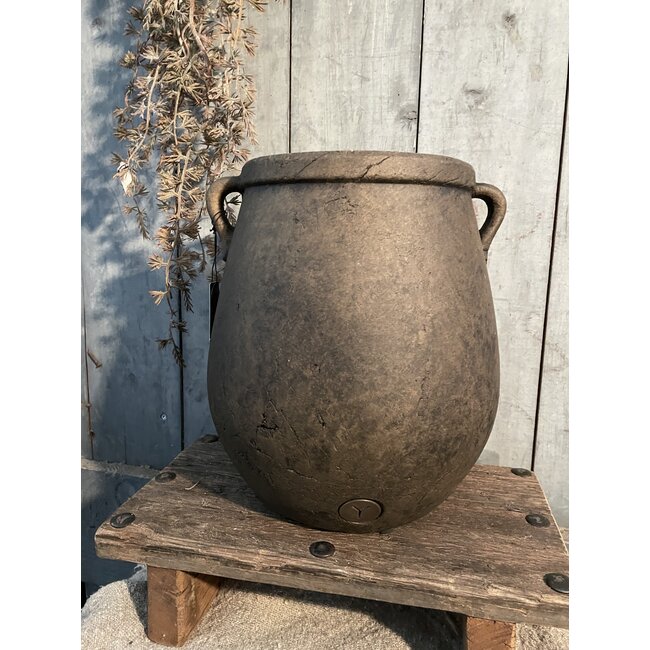 ## wordt niet verzonden - Planter with Two Ears Majestc Brown L D.26 H.28