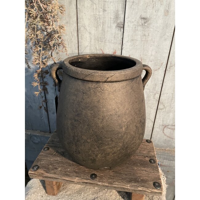 ## wordt niet verzonden - Planter with Two Ears Majestc Brown L D.26 H.28