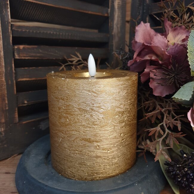Stompkaars rustiek Ø10CM LED ro Lyon S goud-L10B10H10CM