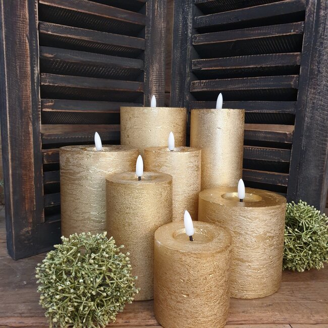 Stompkaars rustiek Ø10CM LED ro Lyon S goud-L10B10H10CM