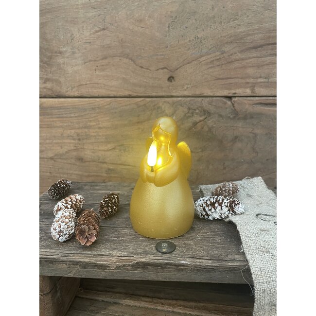 Countryfield # Engel kaars LED Lyon S goud - 11 cm