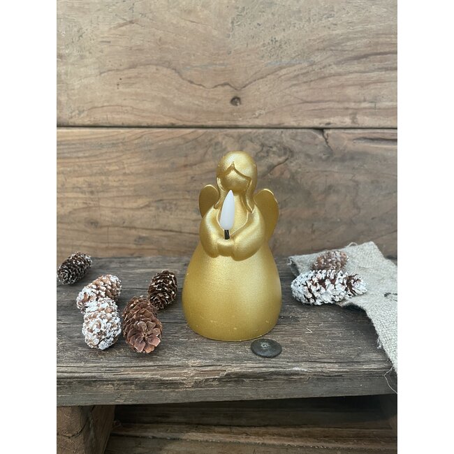 Countryfield # Engel kaars LED Lyon S goud - 11 cm