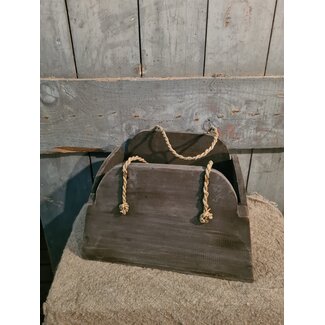 # Mix - houten bak met touw - 33 x 24 x 20 cm - kleur kan afwijken