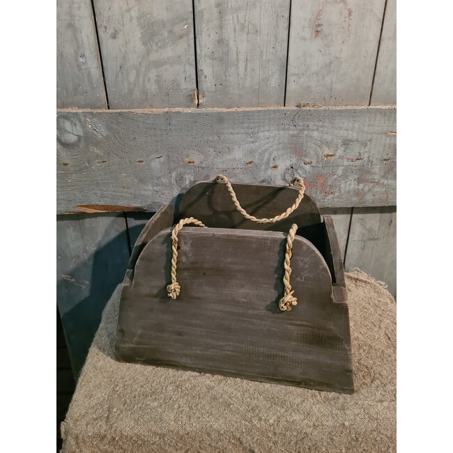 # Mix - houten bak met touw - 33 x 24 x 20 cm - kleur kan afwijken