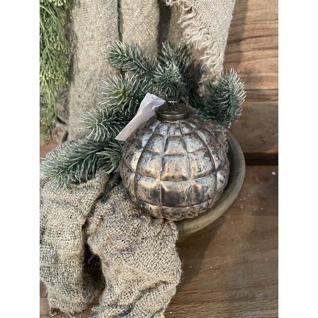 Kerstbal - 10cm - 4 Inch BLOCKS BALL ANTIQUE