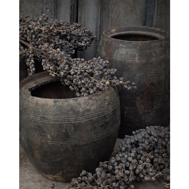 Decobordje - houten potten dadels- hout aan touw - 15 x 1 x 21 cm