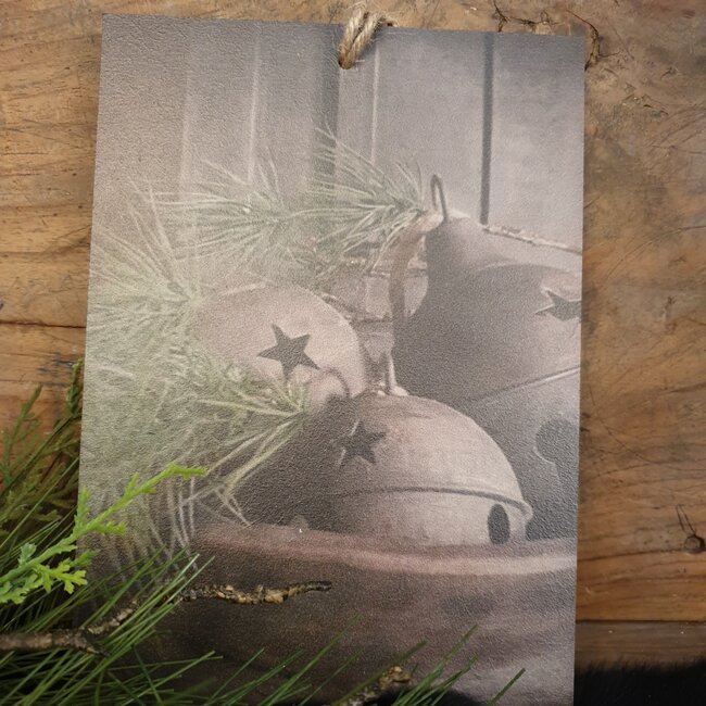 # Decobordje - kerst bellen- hout aan touw - 15 x 1 x 21 cm