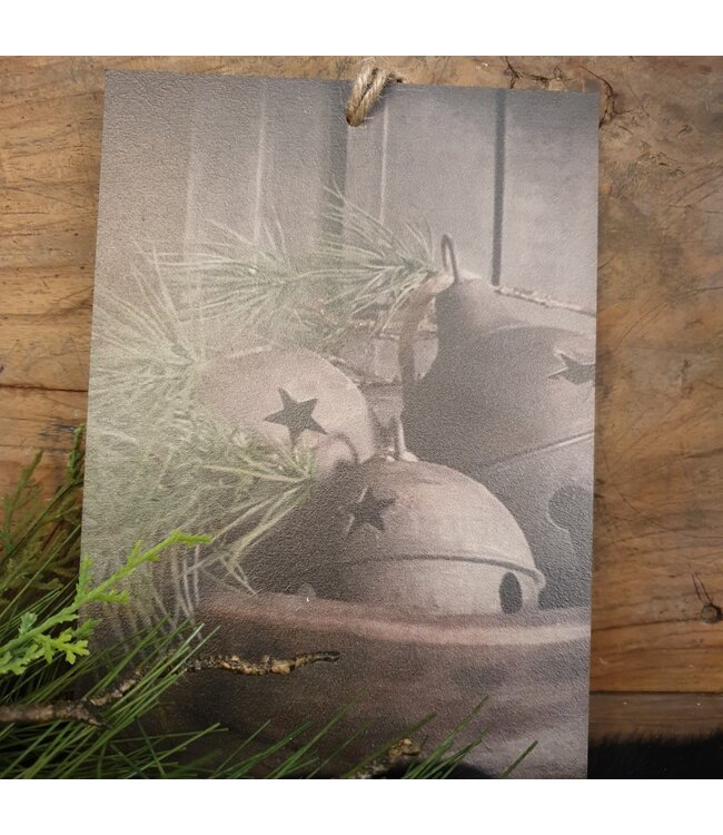### Decobordje - kerst bellen- hout aan touw - 15 x 1 x 21 cm