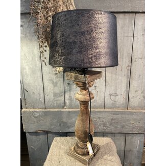 2063 - RL - lampenkap - donkergrijs velours melee - 35onder x 30boven x 21,5 cm