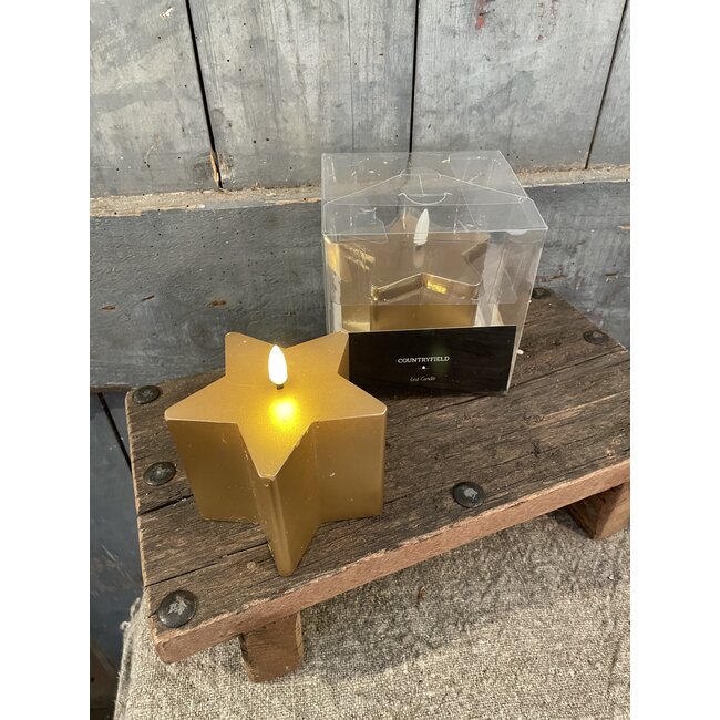 Countryfield Ster kaars LED Lyon S goud-L10B10H10,5CM