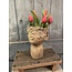 ^^Planter Face Concrete Gold 17.5x17x25.5cm