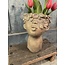 ^^Planter Face Concrete Gold 17.5x17x25.5cm
