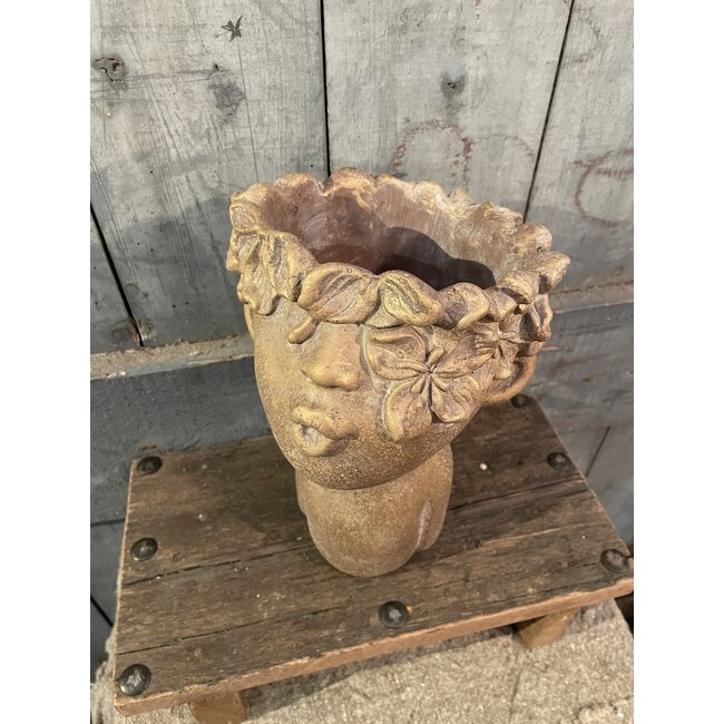 # Planter Face Concrete Gold 17.5x17x25.5cm