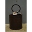 # F726 - Oude fleshouder - metaal - donkerbruin - 11 x 11 x 20 cm (incl. ring van 9 cm)