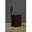 # F726 - Oude fleshouder - metaal - donkerbruin - 11 x 11 x 20 cm (incl. ring van 9 cm)