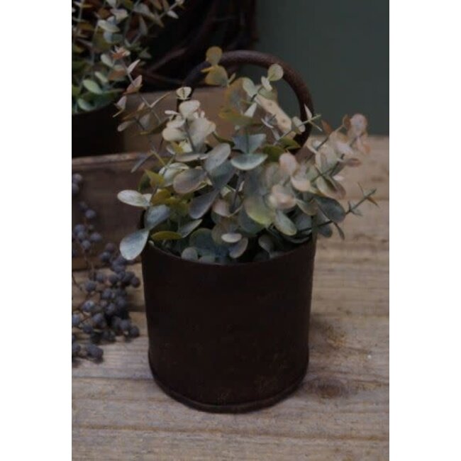 F726 - Oude fleshouder - metaal - donkerbruin - 11 x 11 x 20 cm (incl. ring van 9 cm)