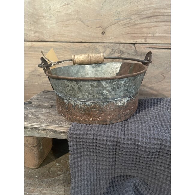 Mix - Emmer - bakje zink ca.  21 x 8 cm - ieder exemplaar is uniek