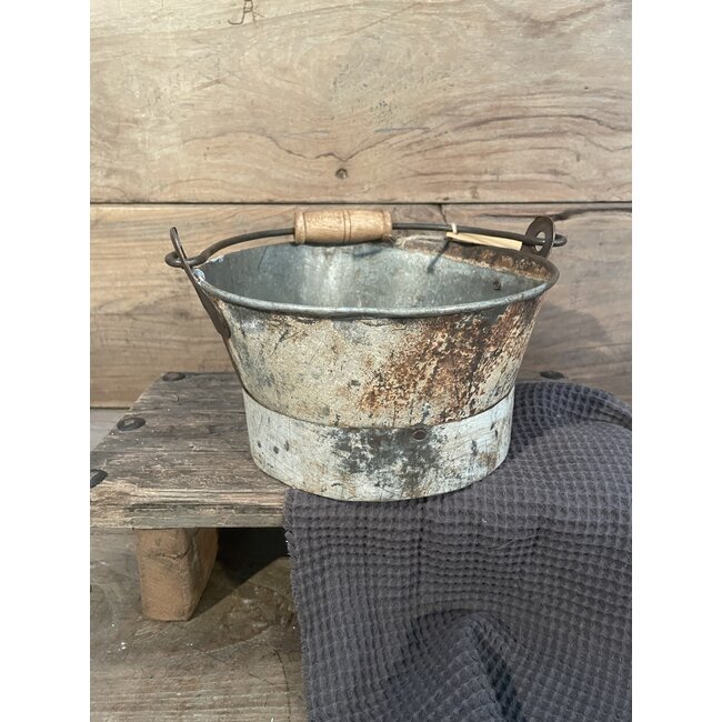 Mix - Emmer - bakje zink ca.  24 x 11 cm - ieder exemplaar is uniek