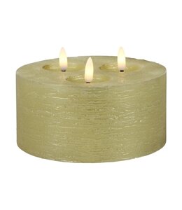 Countryfield Led kaars goud - 3 vlammen - 15 x 7 cm