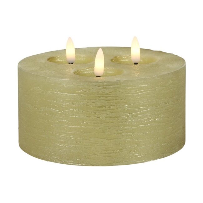 Countryfield # Led kaars goud - 3 vlammen - 15 x 7 cm