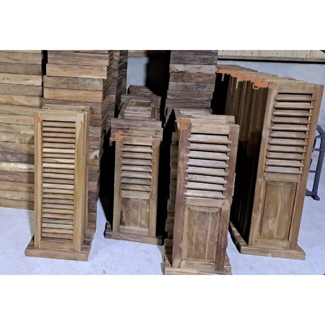 Houten louvreluik op voet - met paneel - naturel - 40 x 8 x 95 cm