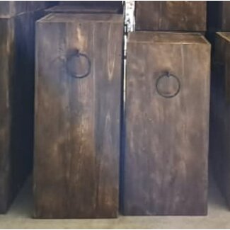 Mix - Houten zuil - meerpaal - met 2 ringen - 40 x 40 x 90 cm
