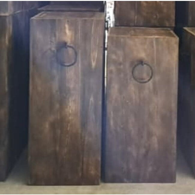 Mix - Houten zuil - meerpaal - met 2 ringen - 40 x 40 x 90 cm