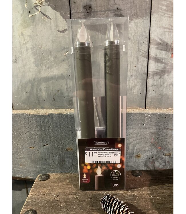 LED waving dinerkaars wax steady binnen - grijs - set van 2 stuks
