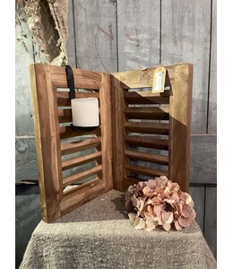 Houte dubbel louvreluik - 40 cm hoog - 2 x 26 cm breed - naturel