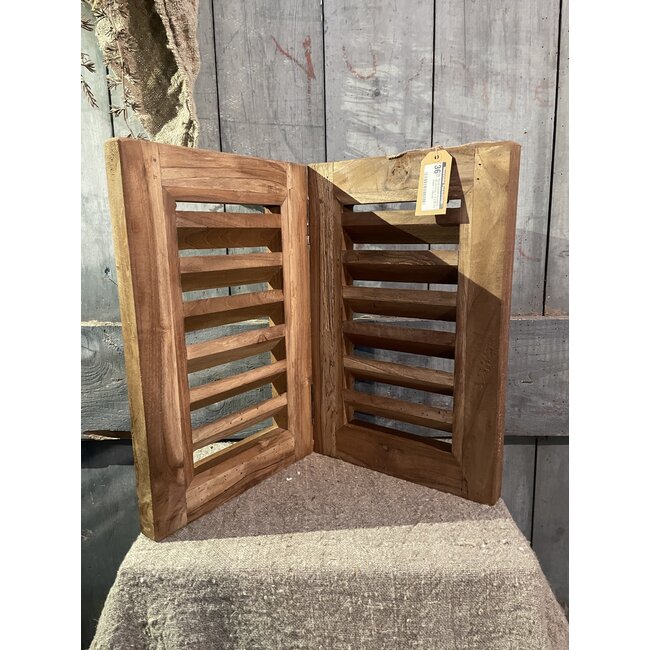 Houte dubbel louvreluik - 40 cm hoog - 2 x 26 cm breed - naturel