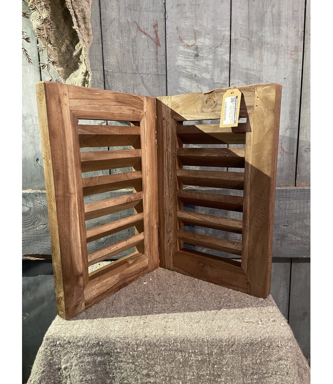 Houte dubbel louvreluik - 40 cm hoog - 2 x 26 cm breed - naturel